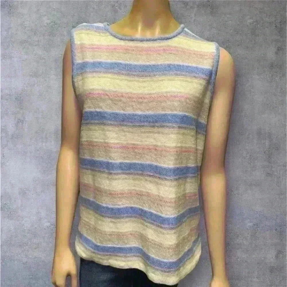 Brekenridge vintage women’s sleeveless multicolor striped sweater vest XL
